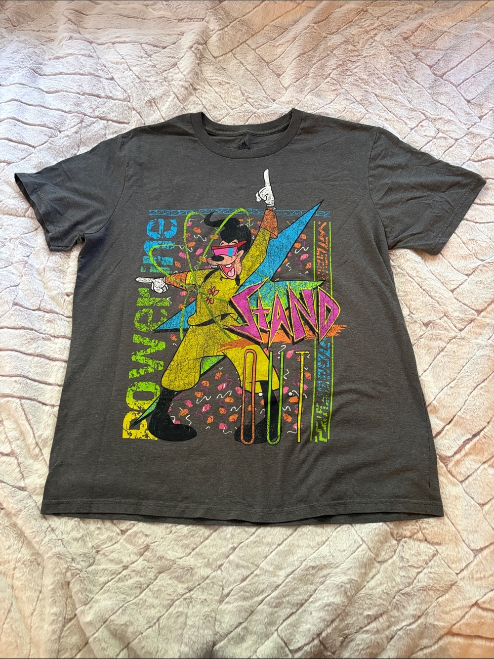Disney Gray Short Sleeve Tee with Neon Graphic